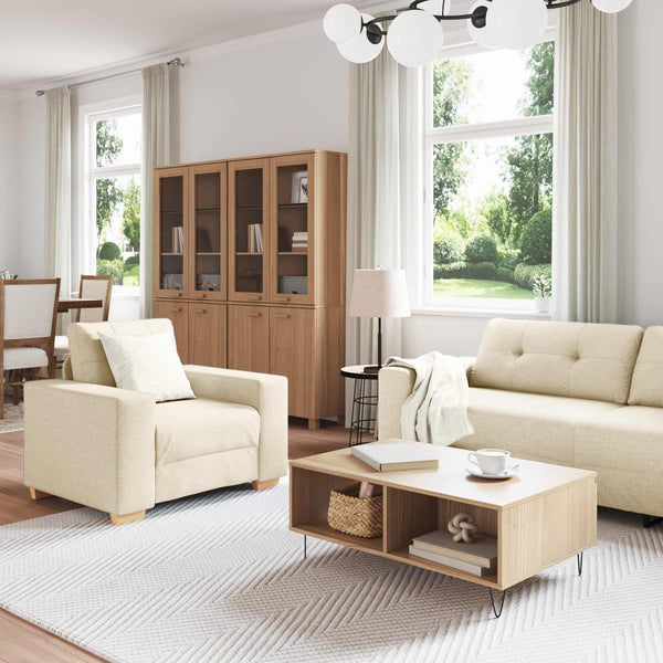 3-teiliges Sofa Beige Leinenmischgewebe