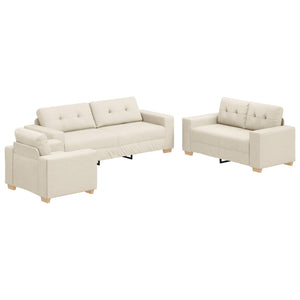 3-teiliges Sofa Beige Leinenmischgewebe