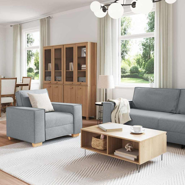 3-teiliges Sofa Hellgrau Leinenmischgewebe