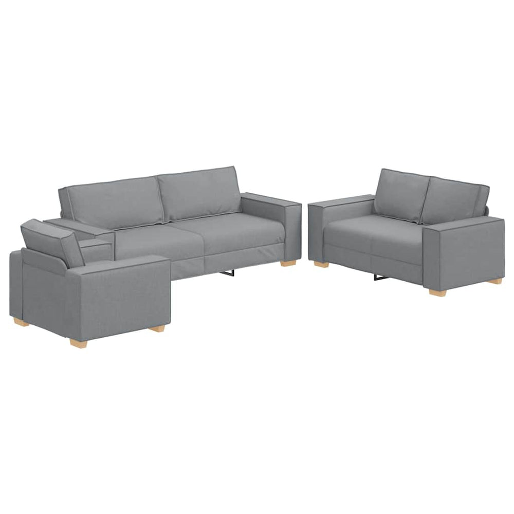 3-teiliges Sofa Hellgrau Leinenmischgewebe