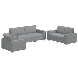 3-teiliges Sofa Hellgrau Leinenmischgewebe