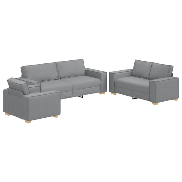 3-teiliges Sofa Hellgrau Leinenmischgewebe