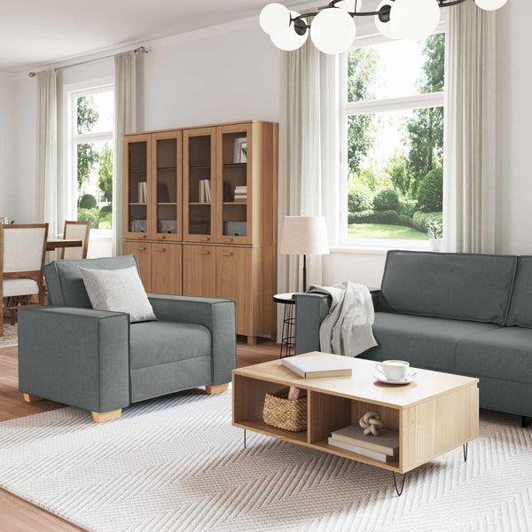 3-teiliges Sofa Dunkelgrau Leinenmischgewebe