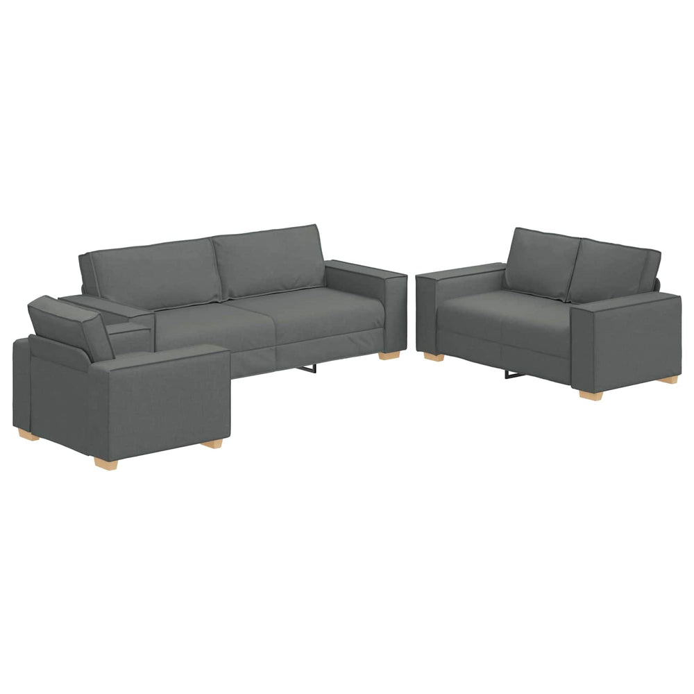 3-teiliges Sofa Dunkelgrau Leinenmischgewebe