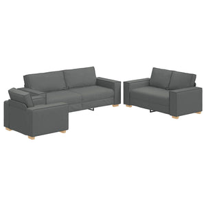 3-teiliges Sofa Dunkelgrau Leinenmischgewebe