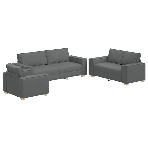 3-teiliges Sofa Dunkelgrau Leinenmischgewebe
