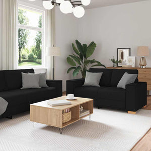 Schwarzes 3-teiliges Leinensofa