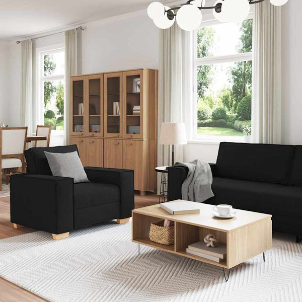 Schwarzes 3-teiliges Leinensofa