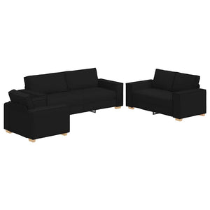 Schwarzes 3-teiliges Leinensofa