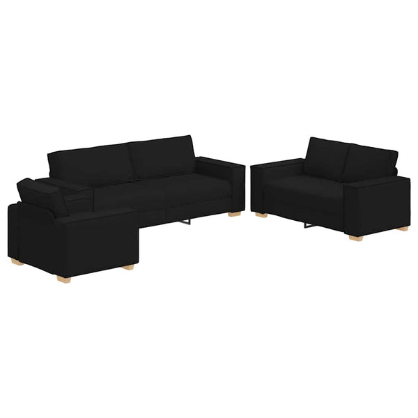 Schwarzes 3-teiliges Leinensofa