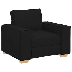 Schwarzes 3-teiliges Leinensofa