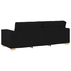 Schwarzes 3-teiliges Leinensofa