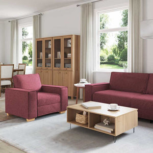 3-teiliges Sofa Weinrot Leinenmischgewebe