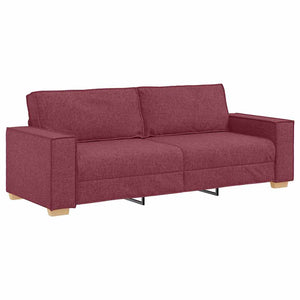 3-teiliges Sofa Weinrot Leinenmischgewebe