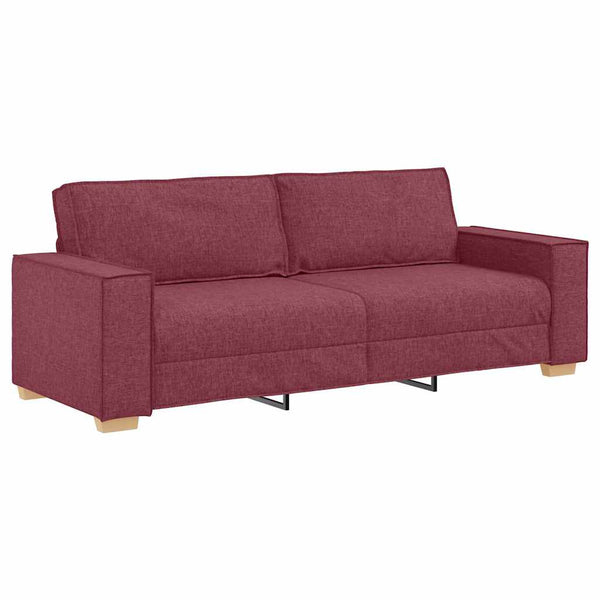 3-teiliges Sofa Weinrot Leinenmischgewebe