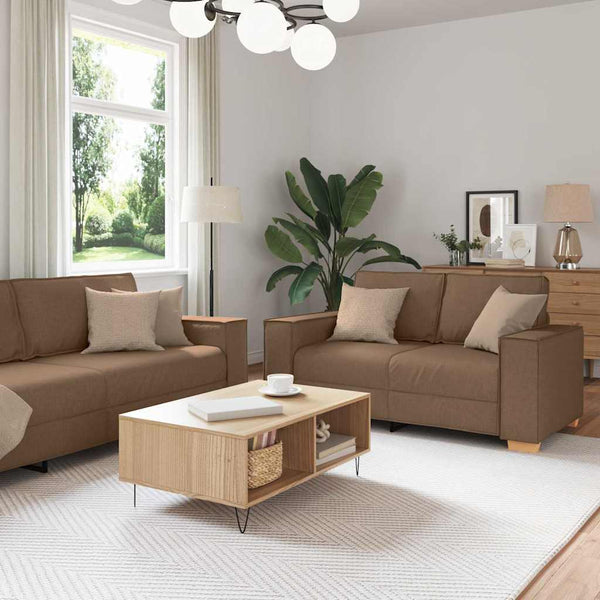 3-teiliges Sofa Braun Leinenmischgewebe