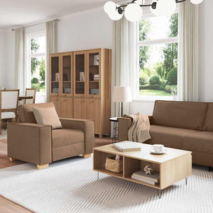 3-teiliges Sofa Braun Leinenmischgewebe