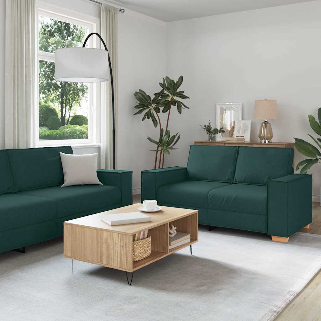 3-teiliges Sofa Dunkelgrün Leinenmischgewebe