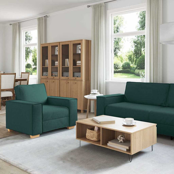 3-teiliges Sofa Dunkelgrün Leinenmischgewebe