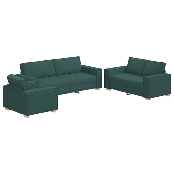 3-teiliges Sofa Dunkelgrün Leinenmischgewebe