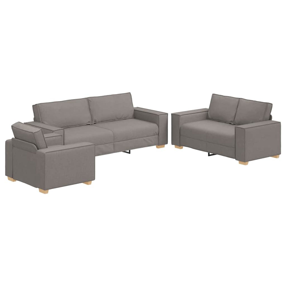 3-teiliges Sofa Taupe Leinenmischgewebe