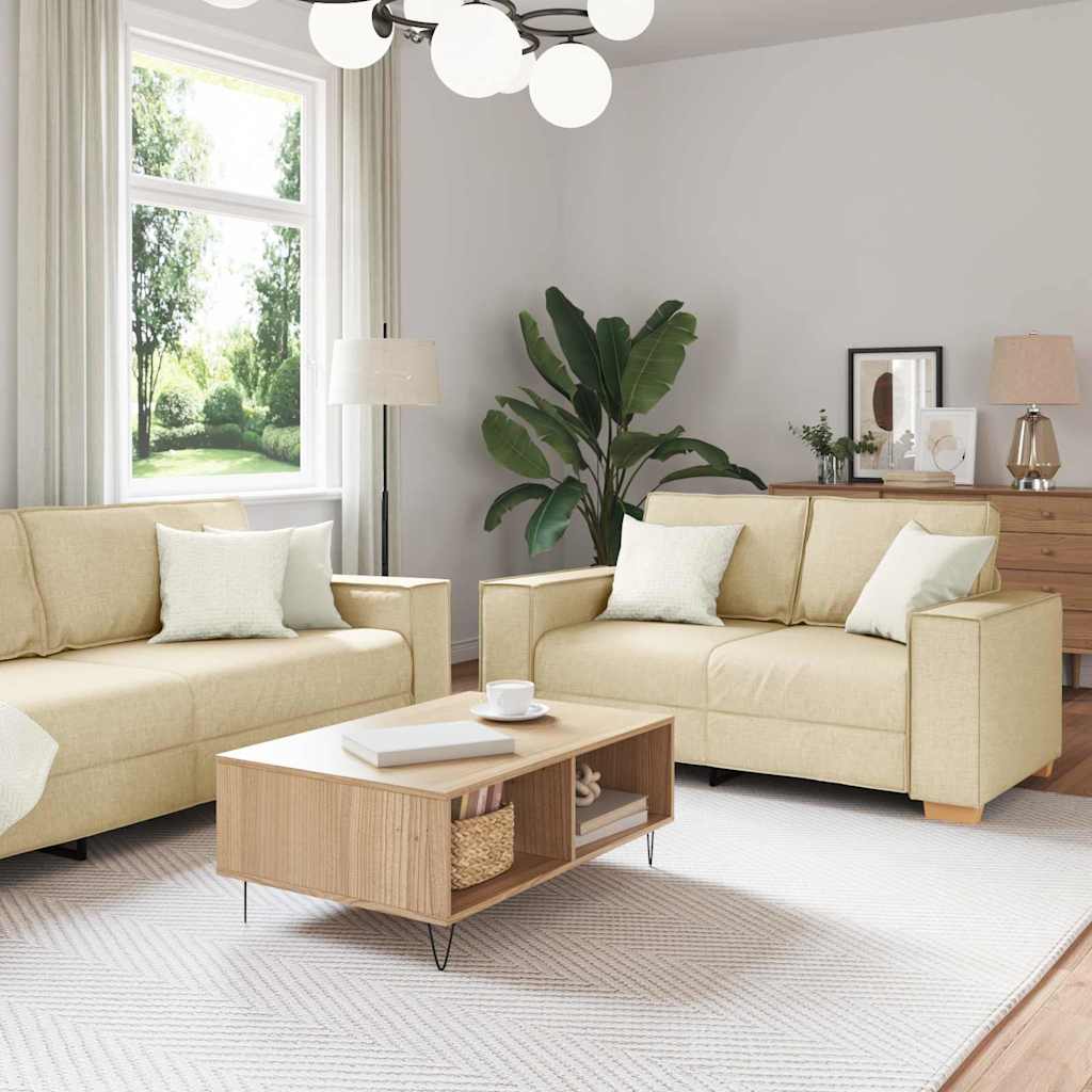 3-teiliges Creme Sofa Leinenmischgewebe