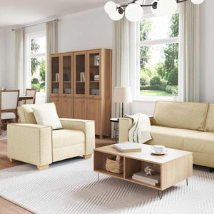 3-teiliges Creme Sofa Leinenmischgewebe