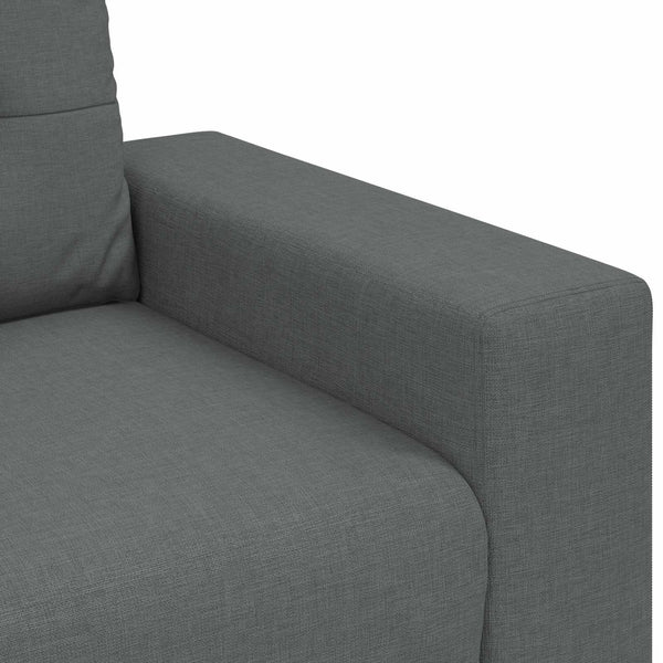 Sofa Set 3-teilig Dunkelgrau Leinenmischgewebe