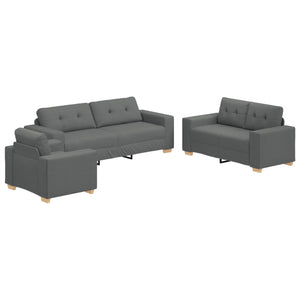 Sofa Set 3-teilig Dunkelgrau Leinenmischgewebe