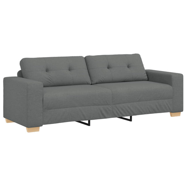 Sofa Set 3-teilig Dunkelgrau Leinenmischgewebe