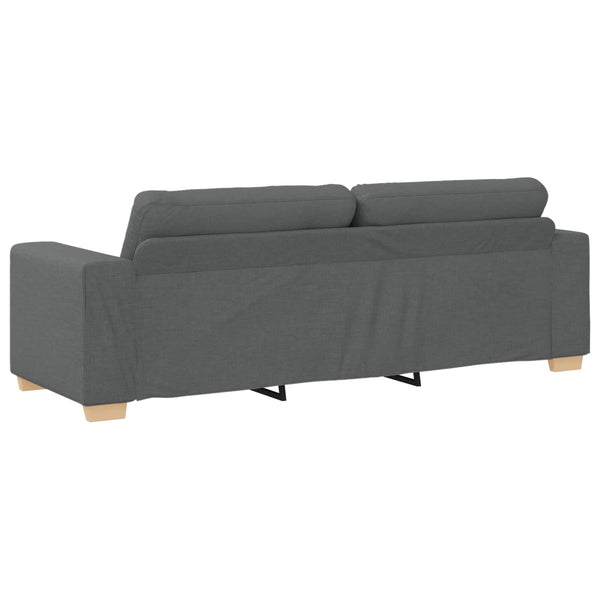 Sofa Set 3-teilig Dunkelgrau Leinenmischgewebe