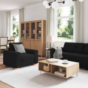 Schwarze 3-teilige Leinen-Sofa-Garnitur
