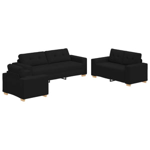 Schwarze 3-teilige Leinen-Sofa-Garnitur