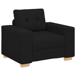 Schwarze 3-teilige Leinen-Sofa-Garnitur