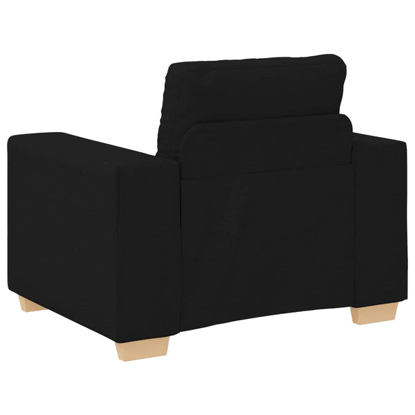 Schwarze 3-teilige Leinen-Sofa-Garnitur
