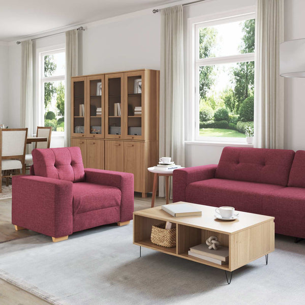3-teiliges Sofa Wind Rot Leinenmischgewebe