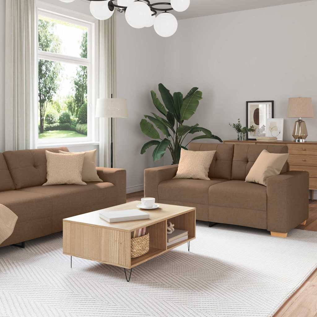 3-teiliges Sofa Braun Leinenmischgewebe