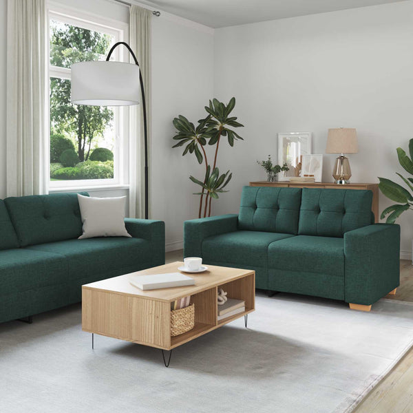 3-teiliges Sofa Dunkelgrün Leinenmischgewebe