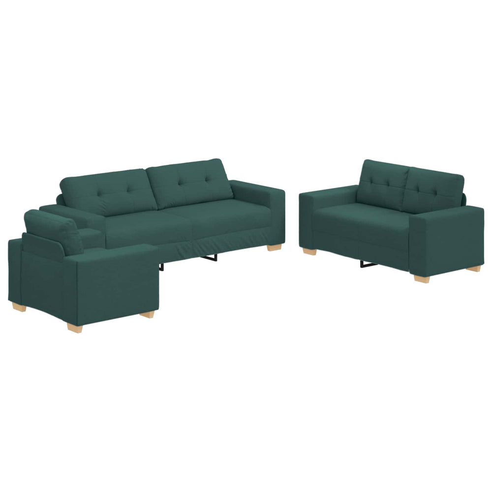 3-teiliges Sofa Dunkelgrün Leinenmischgewebe