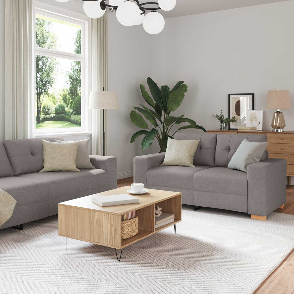 3-teiliges Sofa Taupe Leinenmischung