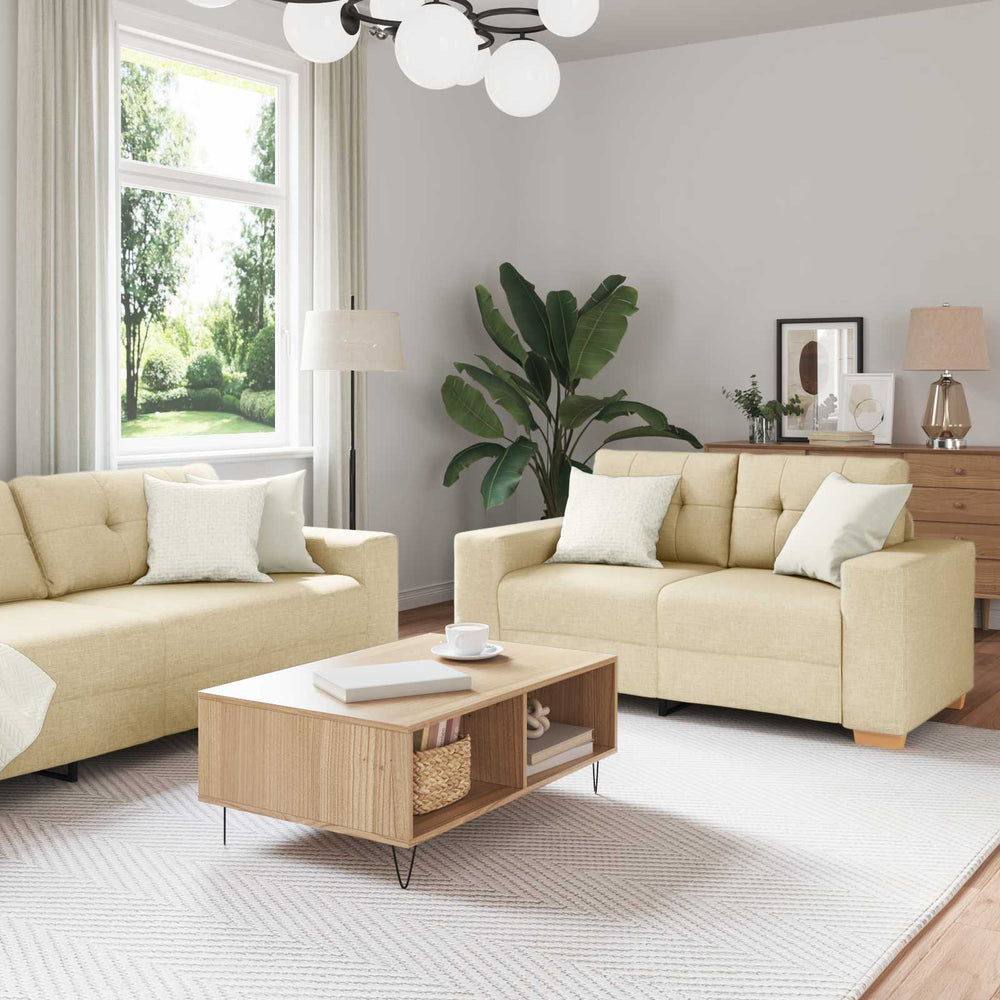 3-teiliges Creme Sofa Leinenmischgewebe