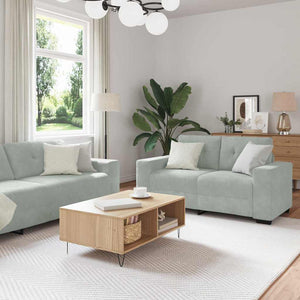 Sofa Set 3-teilig Hellgrau Samt