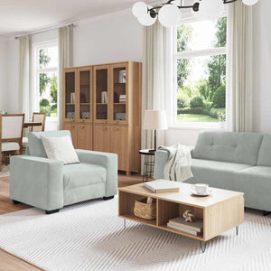 Sofa Set 3-teilig Hellgrau Samt