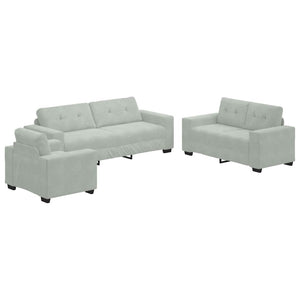 Sofa Set 3-teilig Hellgrau Samt