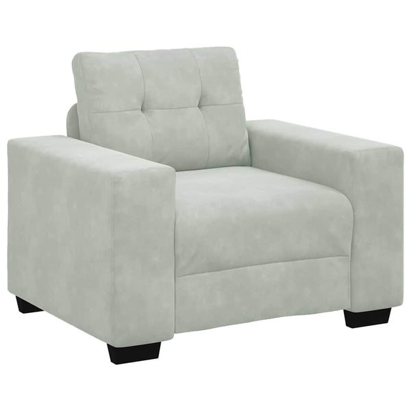Sofa Set 3-teilig Hellgrau Samt