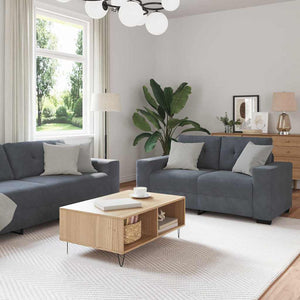 Sofa Set 3-teilig Dunkelgrau Samt