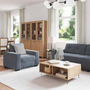 Sofa Set 3-teilig Dunkelgrau Samt