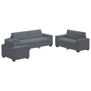 Sofa Set 3-teilig Dunkelgrau Samt