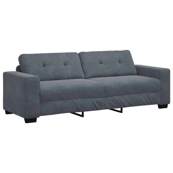 Sofa Set 3-teilig Dunkelgrau Samt