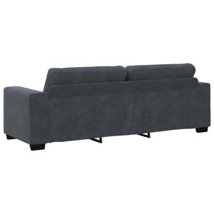 Sofa Set 3-teilig Dunkelgrau Samt